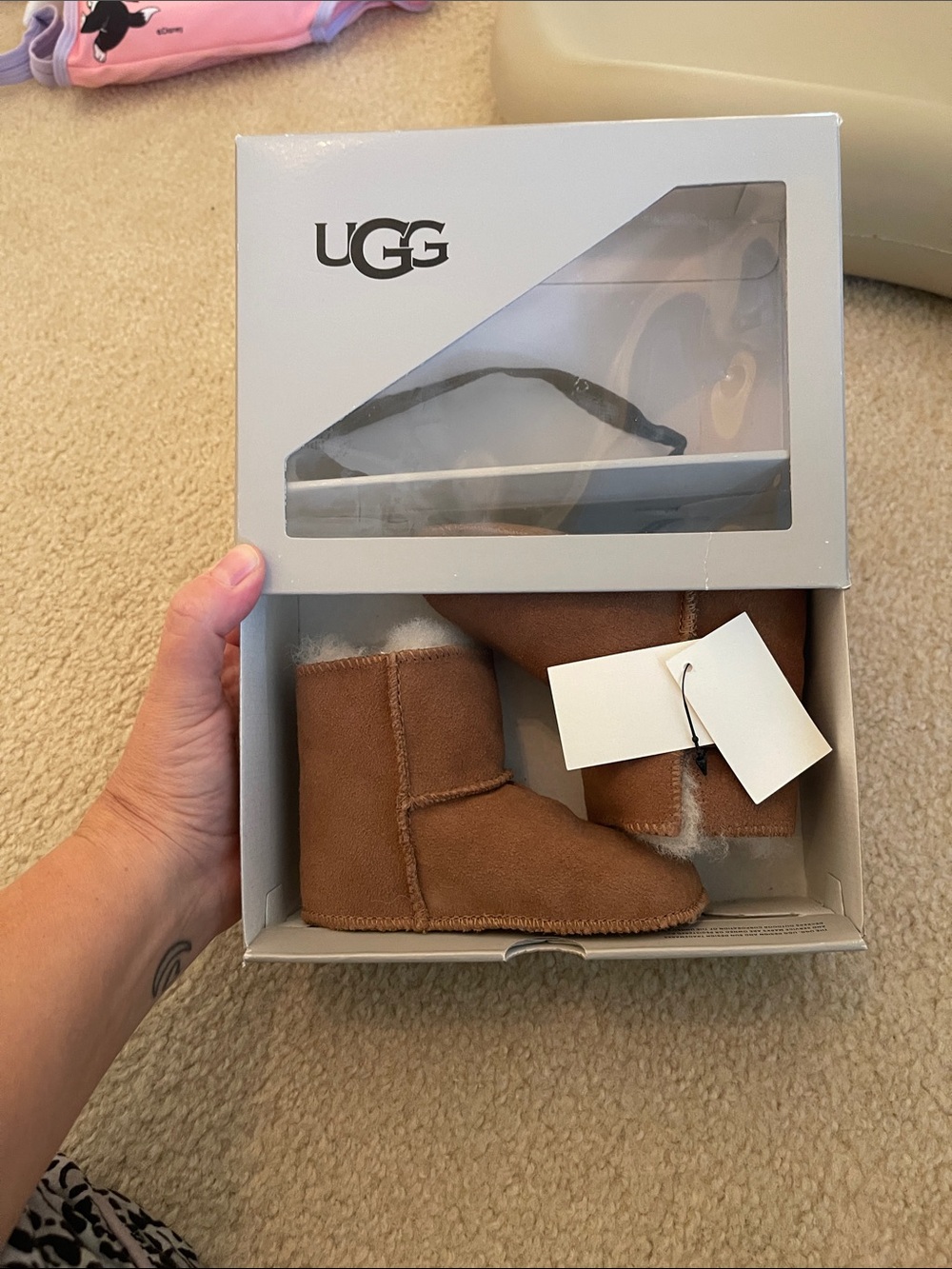 UGG Kids Mini Chestnut Suede Sheepskin Boot